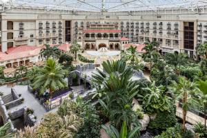 una vista sul soffitto di un grande edificio con palme di Gaylord Palms Resort & Convention Center a Orlando Altre 101 foto