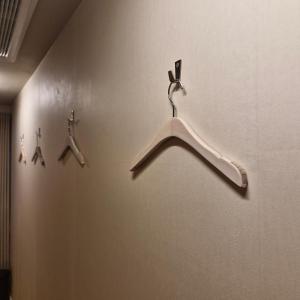 Dos perchas colgadas en la pared de una habitación. en Bluedot Poshtel, en Seúl