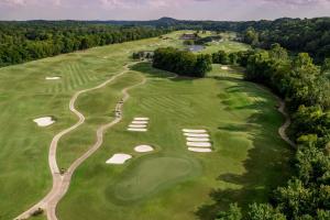 an overhead view of a golf course at Gaylord Opryland Resort & Convention Center in Nashville