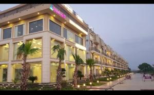 ChhatikaraDiamond palace的一座前面有棕榈树的大楼