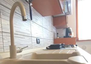 a kitchen sink with a faucet next to a stove at Appartamento ZOIA in Crevacuore +20 photos