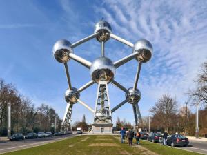 a large metal sculpture of anatomica at Sleep & Go Brussels Expo Hotel in Brussels
