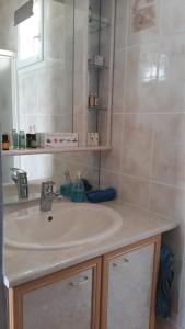 a bathroom with a sink and a mirror at Suite dans villa provençale avec parking et piscine in Laneuvelotte