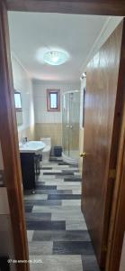un bagno con doccia, lavandino e WC di Patagone a Punta Arenas Altre 7 foto