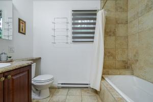 a bathroom with a tub and a toilet and a shower at Panoramic view 2CH Fireplace BBQ Terrace - High Unit in Petite-Rivière-Saint-François +28 photos