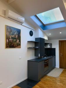 a kitchen with a skylight in the ceiling at Le Mura Minicase int 4 in Castelfranco Veneto