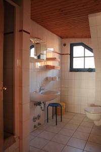 a bathroom with a sink and a toilet at Fischerhaus Plau am See in Plau am See