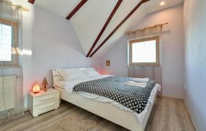 IvanecにあるPet Friendly Home In Ivanec With Wifiの大きなベッドと2つの窓がある寝室