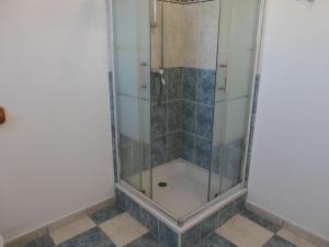 a shower with a glass door in a bathroom at Maison à Sarzeau, 3 chambres, plage et commerces proches, animaux admis, internet - FR-1-775-10 in Sarzeau +21 photos