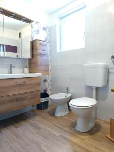 a bathroom with a toilet and a sink at Apartma Vodrice in Slap ob Idrijci