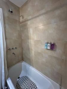 a bathroom with a bath tub with a sink at Tu Espacio in La Plata +10 photos