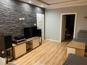 Televízia a/alebo spoločenská miestnosť v ubytovaní Apartmán Letná