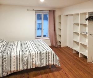 a bedroom with a bed and a window at Maison charmante à Crouy-sur-Ourcq avec jardin privé. in Mary-sur-Marne