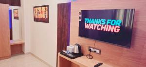 a tv with a thanks for watching sign on a wall at BlueNeck Ayodhya-Near ShriRam Mandir in Ayodhya
