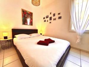 Letto o letti in una camera di Studio Le Pradet