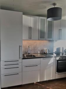 Kuchyň nebo kuchyňský kout v ubytování Grömitz, Stiegkamp 3, Whg 2 - große Wohnung mit Balkon, 2 SZ, Nähe Yachthafen und Strand, inkl WLAN