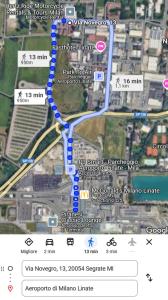 ミラノ-リスト	にあるNovegro Apartment Milano Linateの青線高速道路地図
