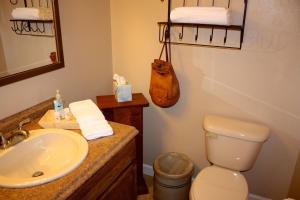 a bathroom with a sink and a toilet at Carlton Club Inn in Kerrville