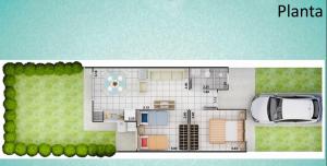 a floor plan of a house with a car at Casaemcondomínio in Ananindeua