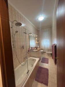 a bathroom with a bath tub and a shower at Luxury House San Felice in Bologna