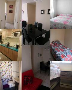 een collage van foto's van een slaapkamer en een kamer bij olivos 1 in La Serena