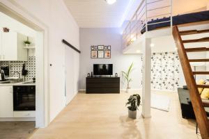 Kuchyňa alebo kuchynka v ubytovaní Vibrant Budapest Studio + 9 fotografií