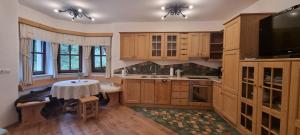 Kuchyň nebo kuchyňský kout v ubytování Apartments Pod macesnovo streho