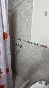 un baño con ducha y WC en Departamento Adorable, Centro, con Cochera, en Villa Carlos Paz