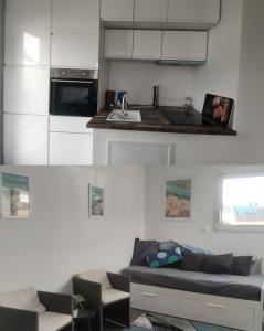 Η κουζίνα ή μικρή κουζίνα στο TY SAM Beau T2, terrasse vue mer