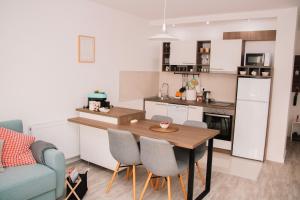 Kuchyň nebo kuchyňský kout v ubytování Blue Apartment