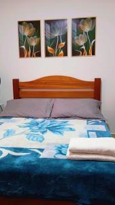 Cama ou camas em um quarto em Chalés e suítes lima