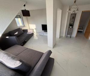 a living room with a couch and a tv at Benk 24H Apartment Nr 3 Perfekt für bis zu 6 Personen in Hofheim am Taunus