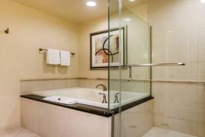 un baño con bañera y ducha en MGM 32809 Signature Studio Strip View, en Las Vegas 14 fotos más