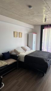 a bedroom with a large bed and a couch at Fit 26 26 de marzo 3330 in Montevideo