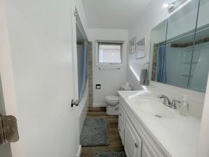 een witte badkamer met een wastafel en een toilet bij Charming 2BR 2BA in Great Falls! in Great Falls