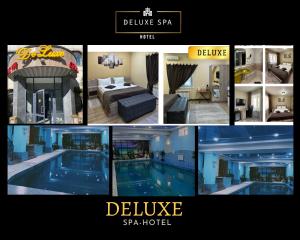 a collage of pictures of a swimming pool at Deluxe SPA-Hotel in Ustʼ-Kamenogorsk
