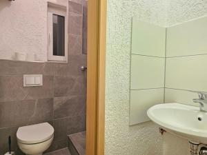 a bathroom with a toilet and a sink at Wohnreich Ulm Zentral 3er WG in Ulm