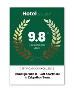 Certifikát, hodnocení, plakát nebo jiný dokument vystavený v ubytování Demargia Villa C - Loft Apartment in Zakynthos Town