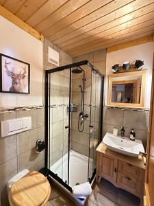 A bathroom at Lilly Chalet- Apartments with private sauna, close to ski lifts
