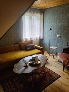 Χώρος καθιστικού στο Landliebe Ferienwohnung