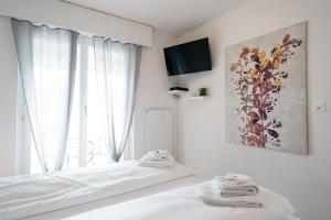 A bed or beds in a room at Apartment Panoramablick