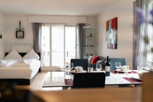 A bed or beds in a room at Apartment Panoramablick
