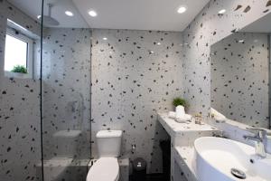 a bathroom with a toilet and a sink at Avouris 2 Bedroom Apartment & Studios in Plános +37 photos