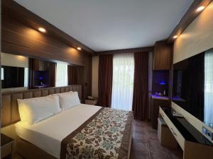 a hotel room with a bed and a television at FAME HOTEL in Kemer