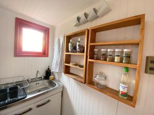 Kuchyň nebo kuchyňský kout v ubytování Tiny house en Chicureo