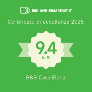 Certifikát, hodnocení, plakát nebo jiný dokument vystavený v ubytování B&B Casa Elena Room and Apartments with parking