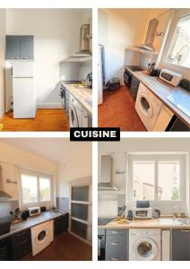 2 fotos de una cocina con fregadero y fogones en Le petit républicain, en Le Péage-de-Roussillon 7 fotos más