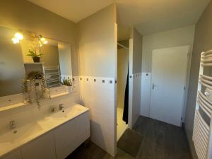 a bathroom with a sink and a mirror at Ophidia in Foix +14 photos
