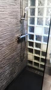 una ducha con cabezal de ducha en un baño en Maison spacieuse près de Palladuc, en Palladuc