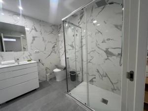 a bathroom with a shower and a sink at Loft San Carlos in Alicante